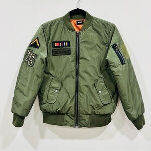 Hudson Kids' Military Patch Bomber Jacket In Mallard Size L